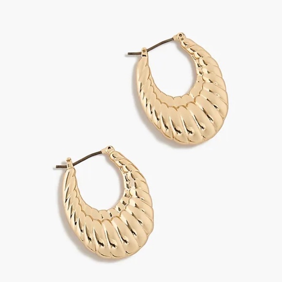 J crew Gold textured hoop earrings - Picture 1 of 4
